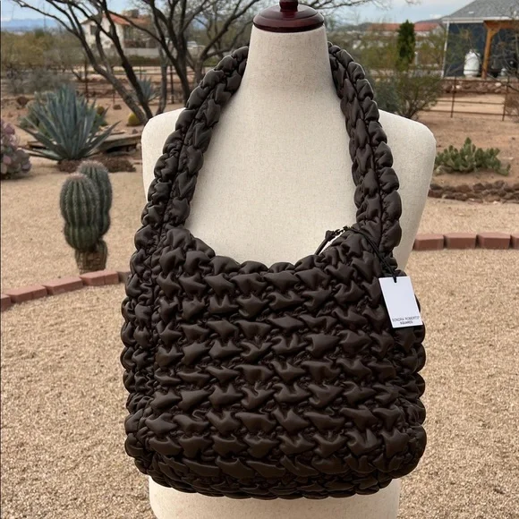 Sondra Roberts | Chocolate Brown Quilted Hobo Bag - Picture 1 of 15